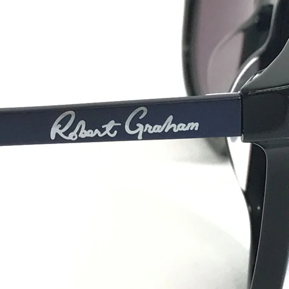 Robert Graham Sunglasses HERMAN BLK Black Blue Frames with Blue Mirrored Lenses